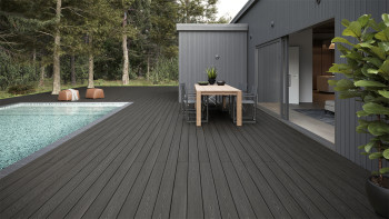 planeo SolidWood WPC Terrassendiele Massiv - Dunkelgrau 3m französisch/strukturiert