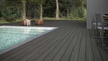 planeo SolidWood WPC Terrassendiele Massiv - Dunkelgrau 3m französisch/strukturiert
