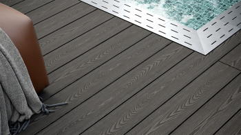 planeo SolidWood WPC Terrassendiele Massiv - Dunkelgrau 3m französisch/strukturiert
