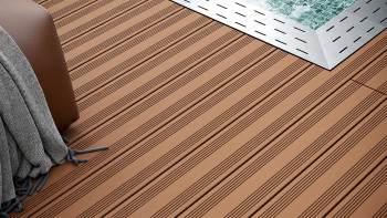 planeo SolidWood WPC Terrassendiele Massiv - Hellbraun 3m französisch/strukturiert