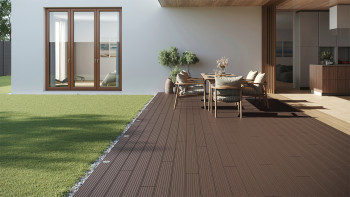 planeo LineWood WPC Terrassendiele Massiv - Dunkelbraun 3m gerillt/genutet
