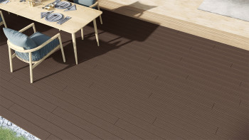 planeo LineWood WPC Terrassendiele Massiv - Dunkelbraun 3m gerillt/genutet