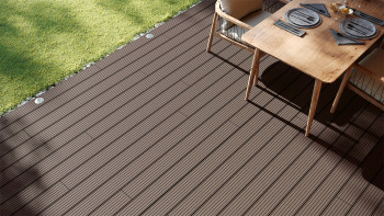 planeo LineWood WPC Terrassendiele Massiv - Dunkelbraun 3m gerillt/genutet