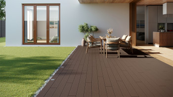 planeo LineWood WPC Terrassendiele Massiv - Dunkelbraun 3m gerillt/genutet
