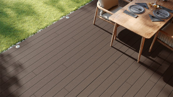 planeo LineWood WPC Terrassendiele Massiv - Dunkelbraun 3m gerillt/genutet