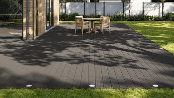 planeo AntikWood WPC Terrassendiele Massiv - Anthrazitgrau 3m antik gealtert