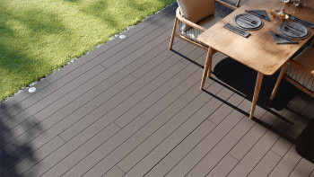 planeo LightWood WPC Terrassendiele Hohlkammer - Hellgrau 3m gerillt/genutet