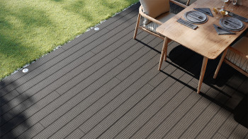 planeo LightWood WPC Terrassendiele Hohlkammer - Dunkelgrau 3m gerillt/genutet