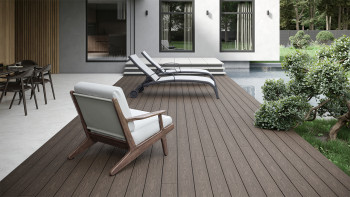 planeo CoEXWood WPC Terrassendiele Massiv ummantelt - Anthrazitgrau/Graubraun 3m strukturiert