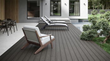 planeo CoEXWood WPC Terrassendiele Massiv ummantelt - Grau/Zement 3m strukturiert