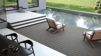planeo CoEXWood WPC Terrassendiele Massiv ummantelt - Grau/Zement 3m strukturiert