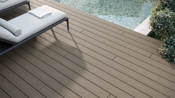 planeo CoEXWood WPC Terrassendiele Massiv ummantelt - Grau/Zement 3m strukturiert