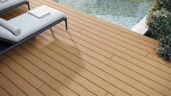 planeo CoEXWood WPC Terrassendiele Massiv ummantelt - Sand/Karamell 3m strukturiert