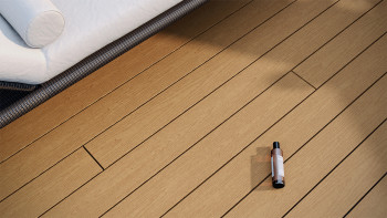 planeo CoEXWood WPC Terrassendiele Massiv ummantelt - Sand/Karamell 3m strukturiert