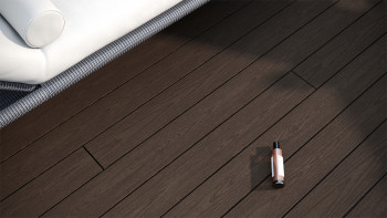 planeo CoEXWood WPC Terrassendiele Massiv ummantelt - Hellbraun/Dunkelbraun 3m strukturiert