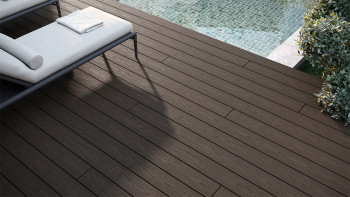 planeo CoEXWood WPC Terrassendiele Massiv ummantelt - Hellbraun/Dunkelbraun 3m strukturiert