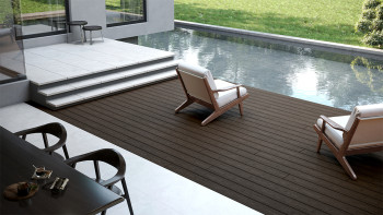 planeo CoEXWood WPC Terrassendiele Massiv ummantelt - Hellbraun/Dunkelbraun 3m strukturiert