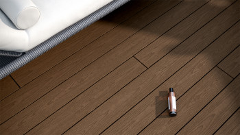 planeo CoEXWood WPC Terrassendiele Massiv ummantelt - Hellbraun/Dunkelbraun 3m strukturiert