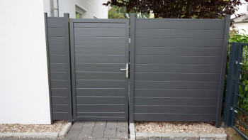 planeo Gardence Metallic - Alu-Gartenzaun Quadratisch Anthrazitgrau DB 703