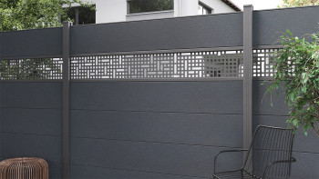 planeo Gardence Simply - PVC-Steckzaun Quadratisch Anthrazitgrau 180 x 180 cm