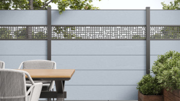 planeo Gardence Simply - PVC-Steckzaun Quadratisch Silbergrau 180 x 180 cm