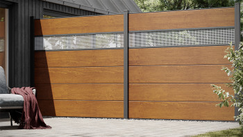 planeo Gardence Simply - PVC-Steckzaun Quadratisch Golden Oak