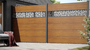 planeo Gardence Simply - PVC-Steckzaun Quadratisch Golden Oak