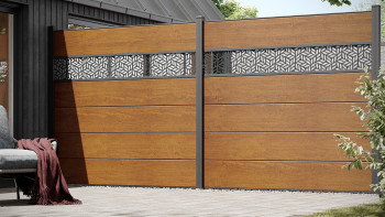 planeo Gardence Simply - PVC-Steckzaun Quadratisch Golden Oak