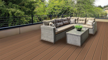 planeo WPC-Terrassendiele Massiv Hellbraun - strukturiert/gerillt