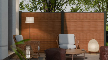 planeo Gardence Trendy - BPC-Rhombus-Steckzaun - Teak co-extrudiert 180 x 180 cm
