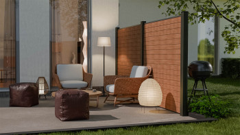planeo Gardence Trendy - BPC-Rhombus-Steckzaun - Teak co-extrudiert 180 x 180 cm