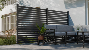 planeo Gardence Metallic Edge - Alu-Gartenzaun Quadratisch Anthrazit | DB703