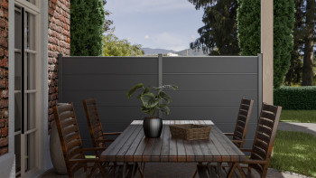 planeo Gardence Simply Premium - PVC-Steckzaun Anthrazitgrau mit Lisenen in Anthrazit 180 x 180 cm