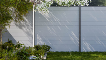planeo Gardence Simply Small - PVC-Steckzaun Silbergrau 180 x 180 cm