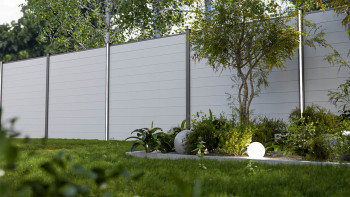 planeo Gardence Simply Small - PVC-Steckzaun Silbergrau 180 x 180 cm
