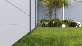 planeo Gardence Simply Small - PVC-Steckzaun Silbergrau 180 x 180 cm