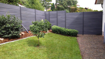 planeo Gardence Deluxe - BPC-Gartenzaun Premium Steingrau co-ex