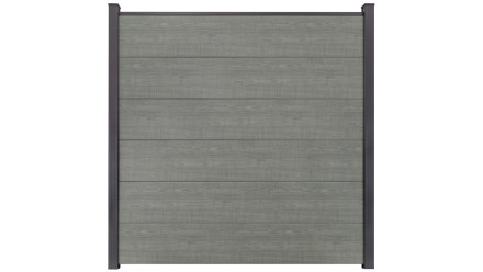 planeo Basic - PVC-Steckzaun - Quadratisch Grey Ash Cut 180x180 cm