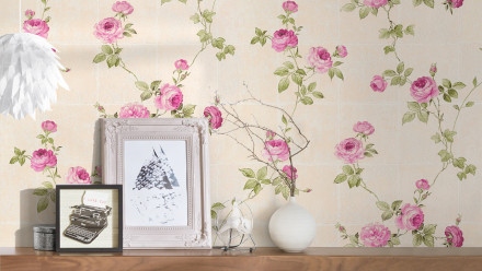 Vinyltapete rosa Klassisch Retro Blumen & Natur Château 5 014