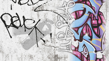 Papiertapete Boys & Girls 6 A.S. Création Modern Kindertapete Teenie Graffiti Blau Grau Rot 861