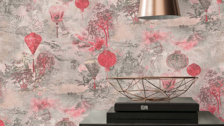 Vinyltapete rosa Modern Retro Blumen & Natur Bilder Asian Fusion 662