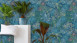 Vinyltapete Colibri Livingwalls Modern Blätter Wald Blau Grün Gelb 301