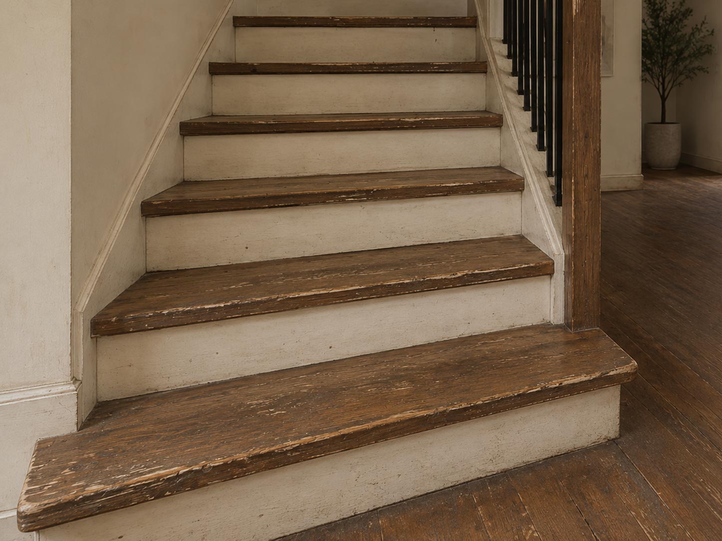 Holztreppe mit Setzstufe