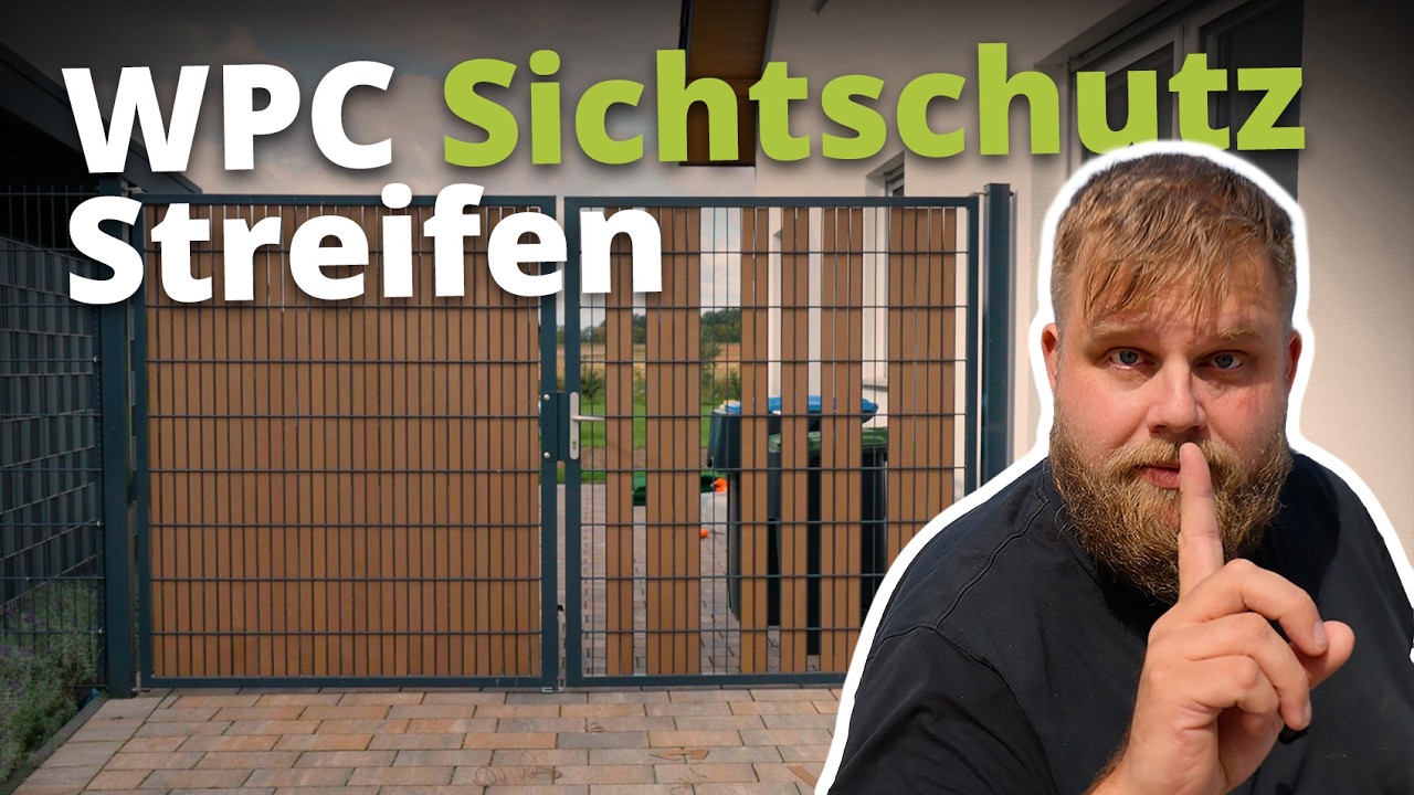 WPC Sichtschutzstreifen am Doppelstabmattenzaun montieren
